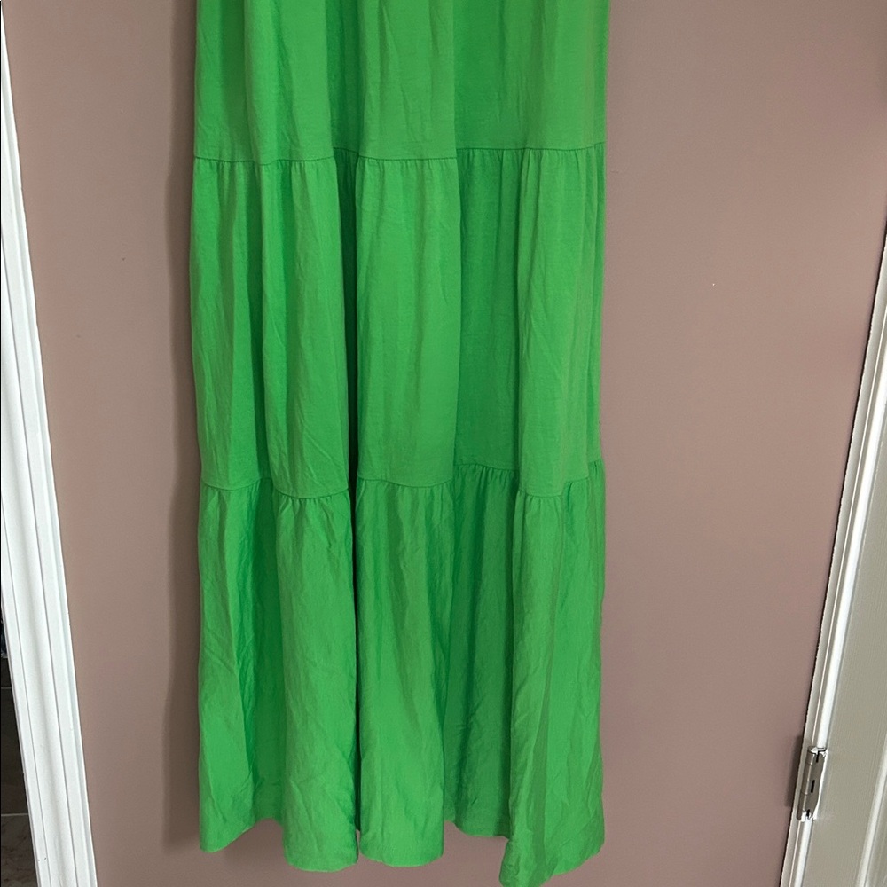 Lilly Pulitzer Maribella Maxi Dress Gecko Green Halter Tiered Size L - Picture 10 of 12